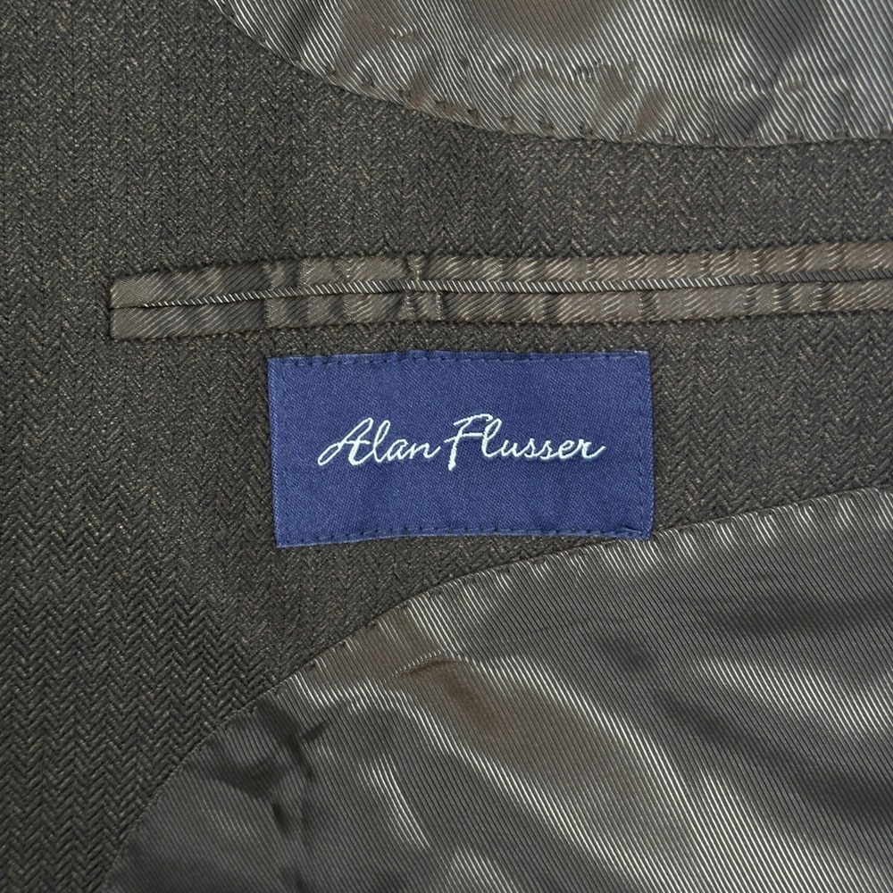 Alan Flusser Mens 44L Sport Coat Brown Herringbone Blazer 2-Button NEW $175 - Picture 8 of 12